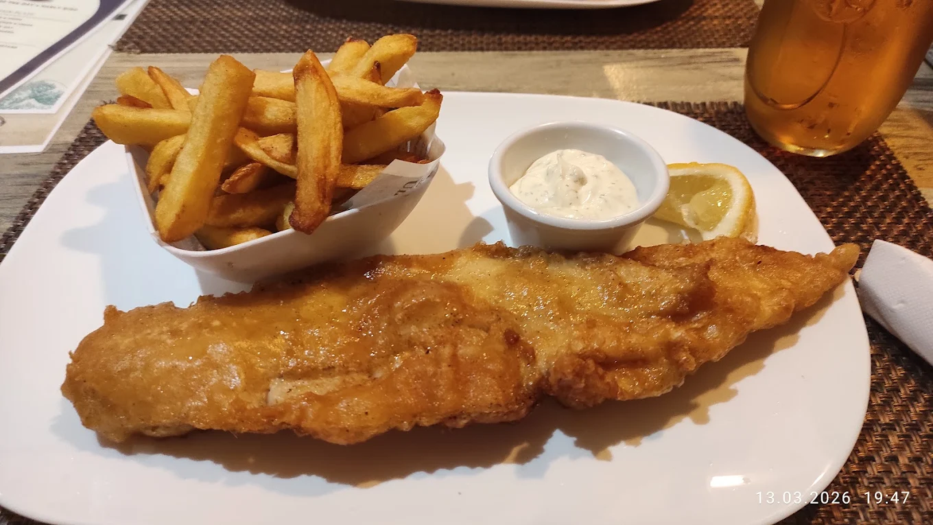 Marlows fish and chips with mushy peas and tartare sauce